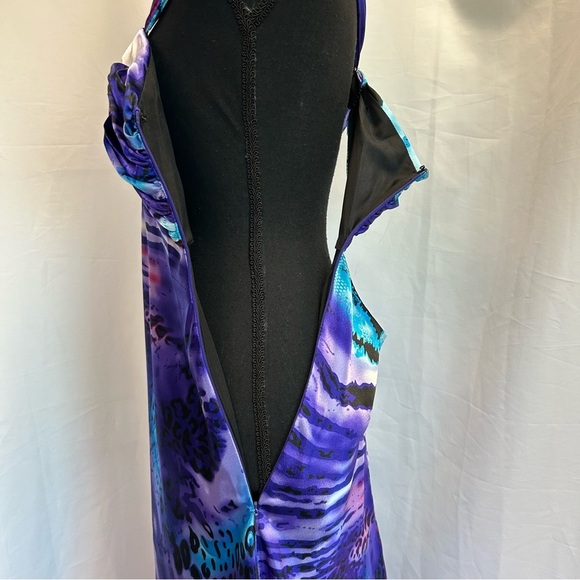 Jolie purple blue leopard animal print sweetheart mermaid open back gown dress - Picture 11 of 17